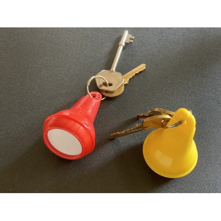 Bell-shaped 'hotel' type key tag in brightly coloured polyurethane